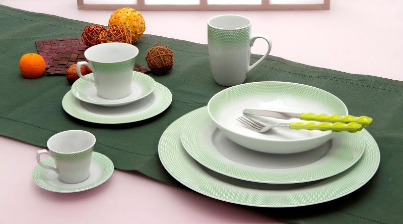 CRYSPO TRIO Σετ Κούπες 6τμχ Πορσελάνης 360ml Bonito Green CRYSPO TRIO 26.454.20 (Υλικό: Πορσελάνη, Χρώμα: Πράσινο ) - CRYSPO TRIO - 26.454.20-green